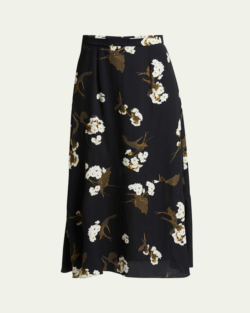 Floral A-Line Midi Skirt